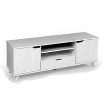 Mobile madia basso moderno per soggiorno ingresso rovere bianco 140x40x50 cm