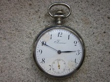 OROLOGIO DA TASCA JUNIOR ANCRE DOUBLE PLATEAU CASSA ACCIAIO CIPOLLA PER TASCHINO