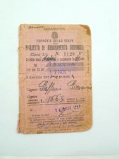 TESSERA FERROVIE DELLO STATO BIGLIETTO ABBONAMENTO  TRENO 1942 CREMONA MILANO