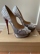 Louboutin High Heel ?Lady Peep 150 Python Bronte/Specchio Silver Peep Toe 38.5