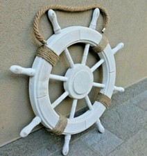 TIMONE LEGNO BIANCO ANTICATO ø 62 ARREDAMENTO MARINO CASA MARE VETRINA SPIAGGIA