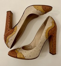 Dsquared Decolte Donna Tacchi Alti 37 Pelle Crema/Marrone Ottime Condizioni