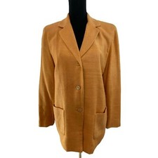 Blazer donna Rafaella 100% seta oversize pesca tweed carriera giacca lavoro tg 8