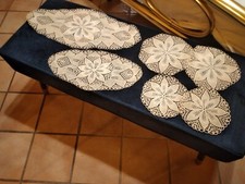 centrini fatti a mano  ai ferri - ecrù - 6 pezzi - cotone