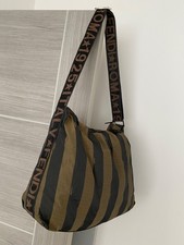 Borsa a tracolla Fendi vintage stampa logo a righe messenger unisex media