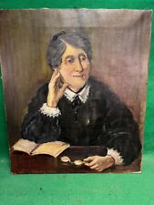 dipinto epoca donna anziana pensatrice libro studio