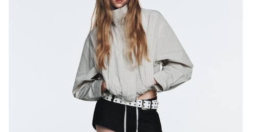 Zara check giacca nylon - zara,