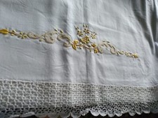 LENZUOLO LETTINO+FEDERA  RICAMATO A TELAIO+ BORDURA UNCINETTO FATTA  A MANO