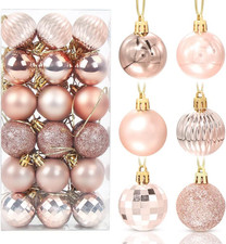 Palline Di Natale Oro Rosa 36 Pezzi, 4Cm Albero Plastica Addobbi Natalizi Decora