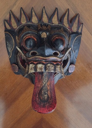 Black rangda maschera - black, legno