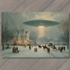 CARTOLINA UFO sopra città di