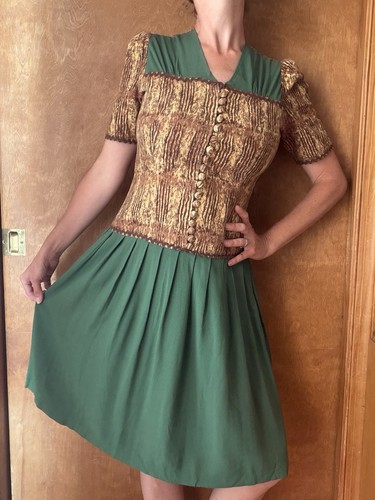 Abito bicolore rayon stampa