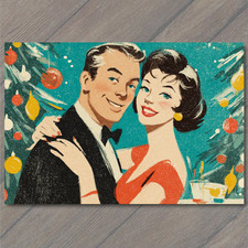 CARTOLINA Retro Natale Coppia