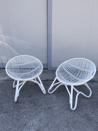 Coppia poltrone rattan bianca - poltrone,