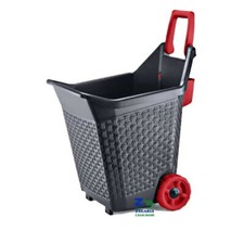 CARRELLO DA GIARDINO GRIGIO CON RUOTE TROLLEY PORTA LEGNA PELLET MANGIME 60 Kg