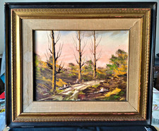 Dipinto olio paesaggio vintage originale anni '60 di C. Allen, incorniciato, arte firmata