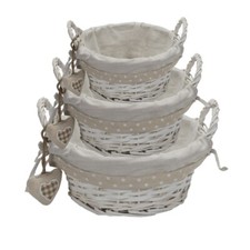 Set 3 Cestini Vimini Rotondi