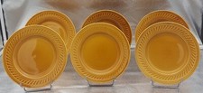6 Piatti Da Dessert Vintage Barbotine Gialla Ocre Faience Di Gien D 19 Cm XX°