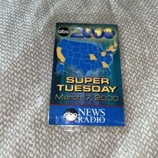 Raro pass stampa: ABC News Radio 2000 Super Tuesday elezioni primarie Al Gore Bush