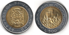 San Marino 500 lire, 1988 Potenziamento di San Marino