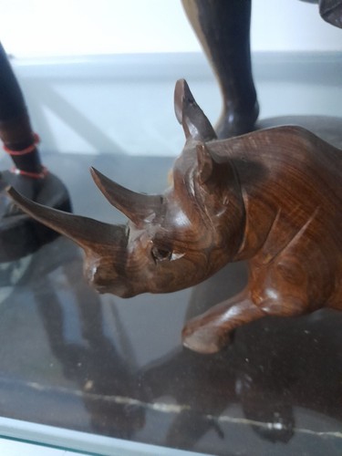 Scultura rinoceronte legno - scultura,