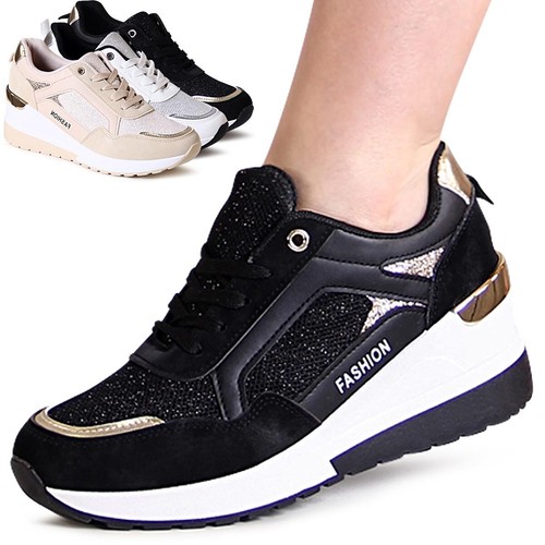 Sneaker donna zeppa glitter
