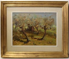 Painting Picture DIPINTO OLIO SU tavola Dino PELAGATTI "Paesaggio" 1900"