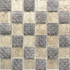 Mosaico IN Vetro Beige Grigio