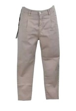 MET pantaloni da donna cavallo basso estivi slim fit cotone beige baggy casual 