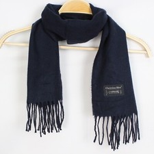 Sciarpa Christian Dior in acrilico colore blu 124x30 con frangia