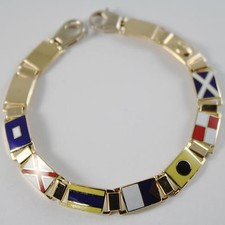  BRACCIALE ORO GIALLO 750 18K, BANDIERE NAUTICHE 8 MM, SMALTATE, MADE IN ITALY