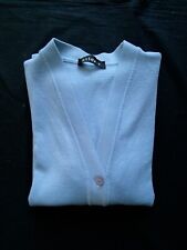 Maglione Cardigan donna M / 42 IT 100% lana scollo a V maniche a 3/4 azzurro