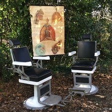 POLTRONE BARBIERE GHISA ANNI 40/50 METALLO SMALTATO BARBER SHOP TATTOO SALONE 