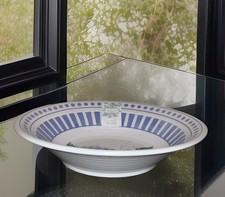 SHABBY CHIC CIOTOLA DA CUCIRE SPESSA MELAMINA 14” BLU ORTENSIE PIEDI 3” PROFONDA NUOVA CON ETICHETTE