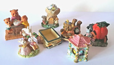 6 Statuine in Resina Statuette Decorative Orsetti Coniglietti Topolini