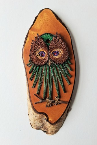 Vintage owl string art wood - art,