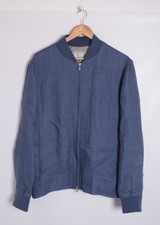 Brunello Cucinelli Veste Bomber En Cupro Bleu Marine Homme À Zip Complet IT 50