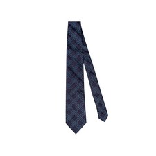 Cravatta Burberry Trama classica Blu Bordeaux 100% Seta Large Pre Owned