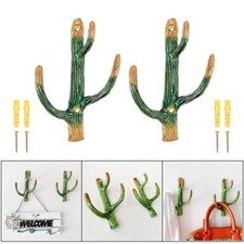 2 pezzi ganci da parete decorativi vintage a forma di cactus appendiabiti organizer