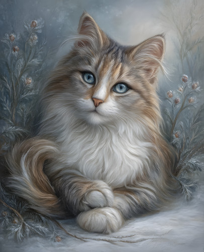 Stampa gatto grigio bianco - stampa, e