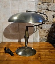 Lampada da scrivania vintage in ottone massiccio anni ’40 stile Bauhaus/Decò