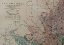 1904 Hertford (shire) grande mappa antica. 119 anni. Hemel Hempstead, Stevenage