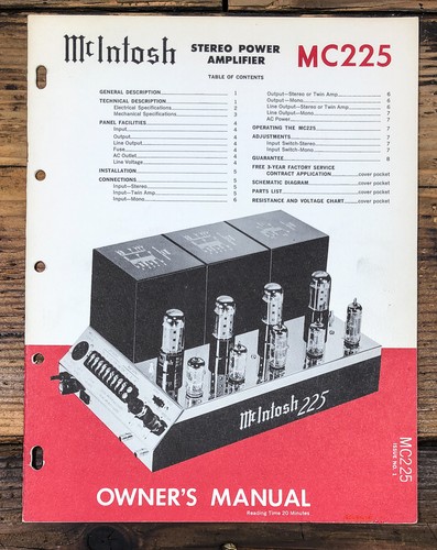 Mcintosh 225 mc225 - mcintosh, mc-225