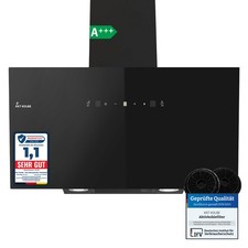 Cappa Aspirante 90cm Ricircolo Scarico Parete Inclinata Nera Controllo Gestuale