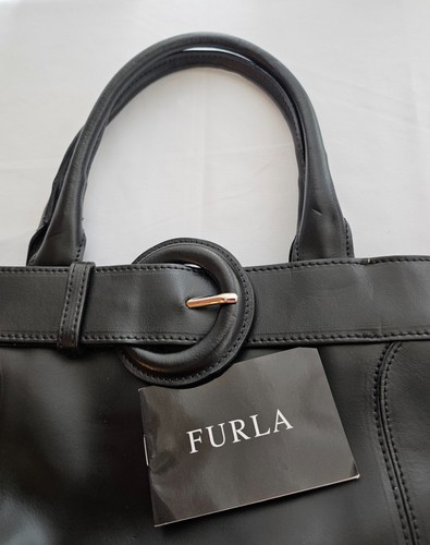 Furla black leather - black, handbag–