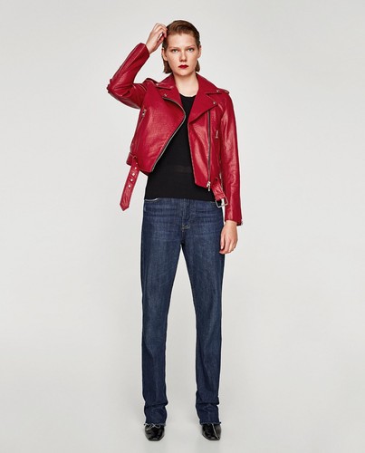 Giacca biker donna zara - zara, rosso