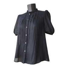 Camicetta Athe Vanessa Bruno manica corta nera bohemien con bottoni taglia 38/M