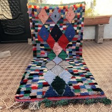Tappeto lana e lino fatto a mano marocchino Vitage -210 cmx 100 cm -50 anni - colorato