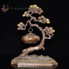 Exquisite Old Chinese copper Gilt Handmade Pine hanging stove Incense Burners