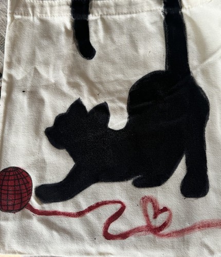 Borsa gatto tela dipinta a - dipinta,